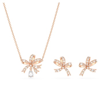 Swarovski Volta Necklace and Earrings Jewelry Set with Crystal Bow Motif