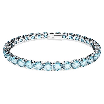 SWAROVSKI Matrix Tennis Bracelet, Round Cut, Blue, Rhodium Finished