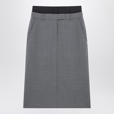 Sportmax Grey Wool Midi Skirt