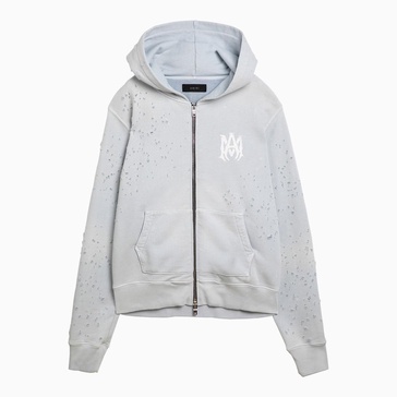 Amiri Gray Hoodie With Wear And Tear