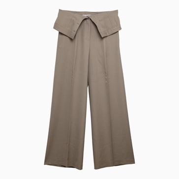 Acne Studios Beige Wool Blend Wide Trousers Women