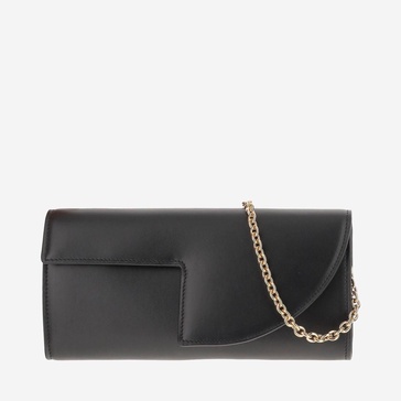 Patou Leather Clutch Bag With Chain