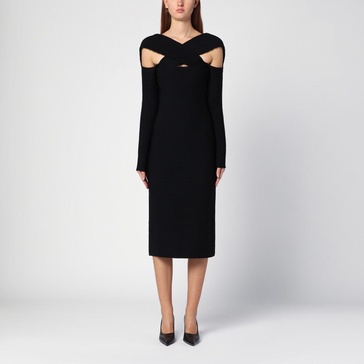 Philosophy Black Midi Dress With Crossover Detail