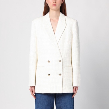 Anine Bing Ivory Double Breasted Jacket In Wool Blend