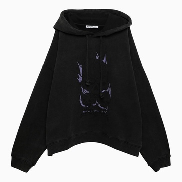 Acne Studios Black Cotton Hoodie With Logo