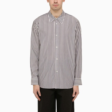 Studio Nicholson Navy Blue And Cream Striped Shirt