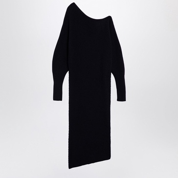 Philosophy Black Asymmetrical Dress In Wool Blend