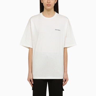 Halfboy White Crew Neck T Shirt With Logo