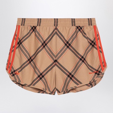 Adidas By Wales Bonner Beige Shorts With Check Pattern In Cotton