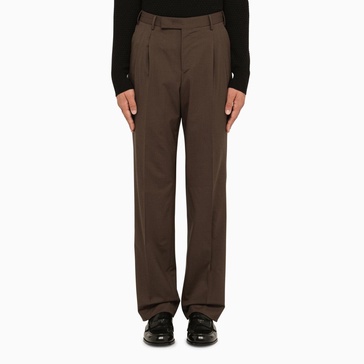 Pt Torino Taupe Regular Wool Trousers