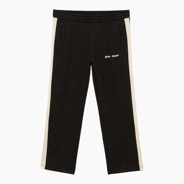 Palm Angels Black And White Jogging Trousers With Logo