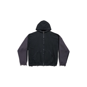 Men's Patched Zip-up Hoodie in Black/blue