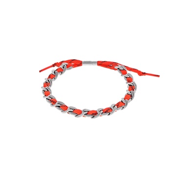 Malibu Gourmette Choker in Antique Silver/neon Orange