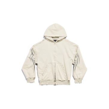 Men's Y2k Zip-up Hoodie Regular Fit in Light Beige