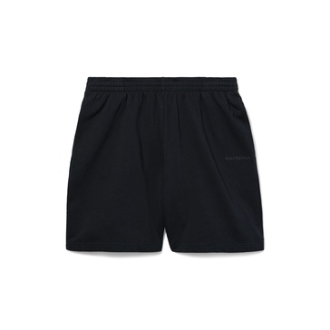 I Love Paris & Balenciaga Sweat Shorts in Black Faded