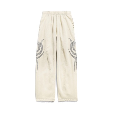 Men's Y2k Baggy Sweatpants in Light Beige