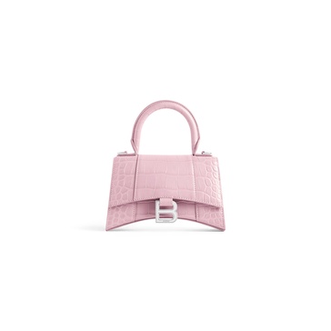 Women's Hourglass Xs Handbag Crocodile Embossed in Pink