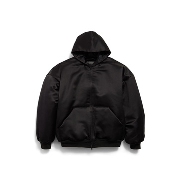 Women's Padded Zip-up Hoodie in Black