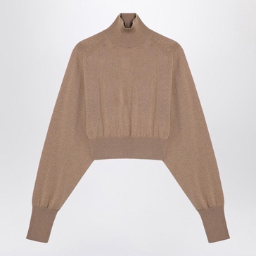 Sportmax Camel Coloured Cropped Turtleneck Sweater