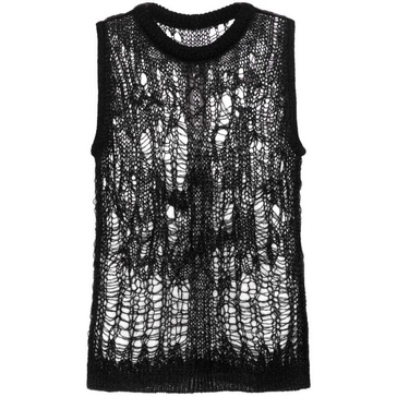 distressed-effect knitted vest