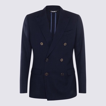 Dolce & Gabbana Navy Blue Wool Blazer