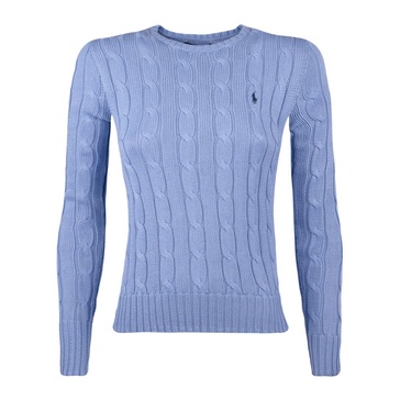 Ralph Lauren Cotton Cable-Knit Crew Neck Sweater New Blue Litchfield