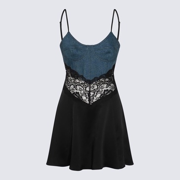 Blumarine Black And Blue Mini Dress