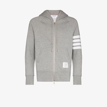 grey Classic 4-Bar Stripe cotton hoodie