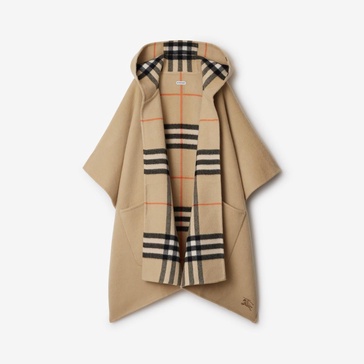 Reversible Check Cashmere Cape