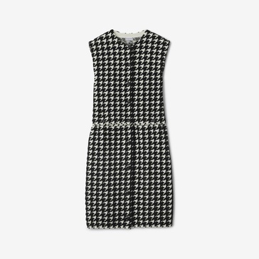 Black Houndstooth-Pattern Convertible Dress