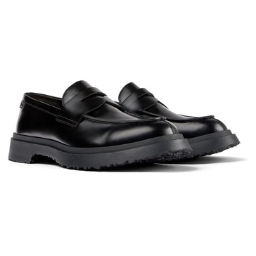 Black leather loafers for men