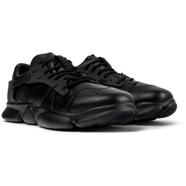 Black leather and textile sneakers for men