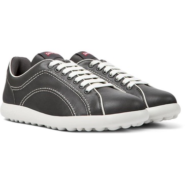 Dark gray leather sneakers for men