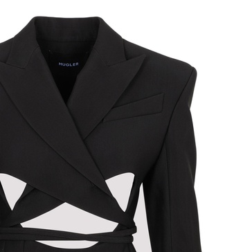 Mugler Cut-Out Belted Waist Blazer