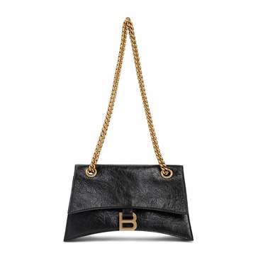 BALENCIAGA Black Crushed Calf Ag Crossbody Bag for Women