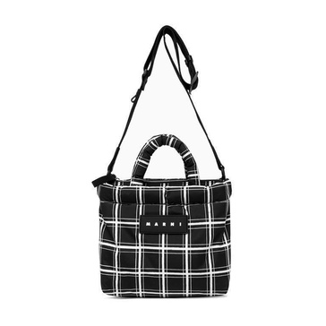 Marni Checkered Logo Patch Shoulder Bag