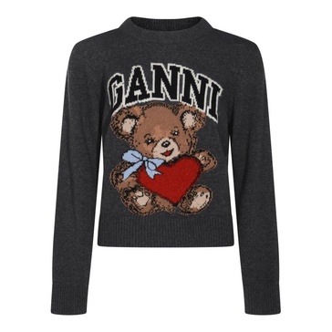 Ganni Sweater with colorful bear motif