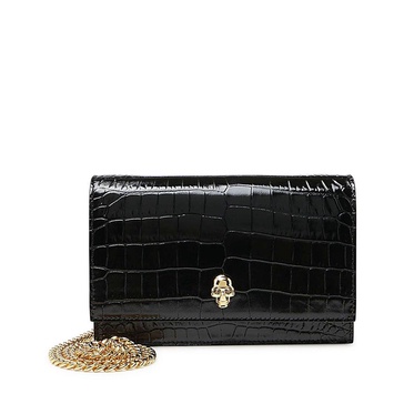 Alexander Mcqueen Woman's Skull Crocodile Printed Leather Crossbody Bag