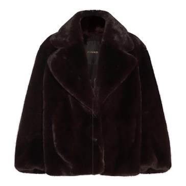 Pinko Single-Breasted Fluffy Coat