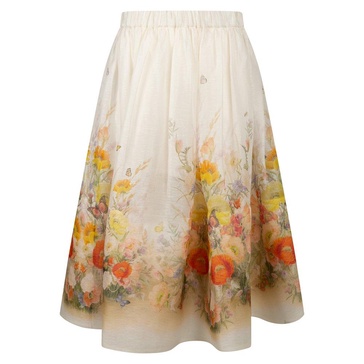 Zimmermann Tranquillity Floral-Printed A-Line Midi Skirt