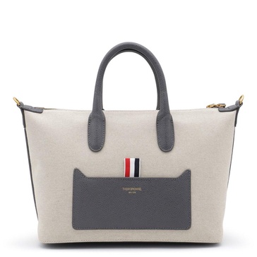 Thom Browne Logo Printed Zipped Tote Bag