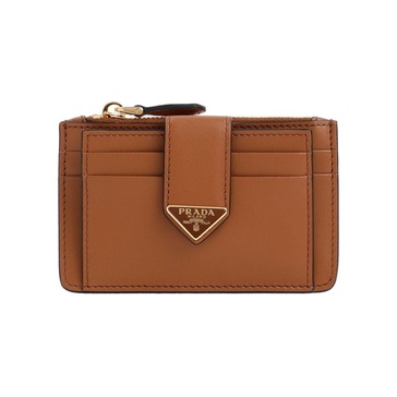 Prada Logo Plaque Zipped Wallet