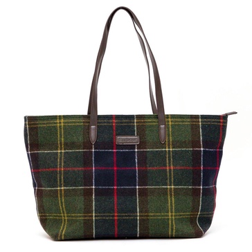 Barbour Checked Logo-Detailed Top Handle Bag