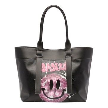 Ganni Smiley Logo Print Tote Bag