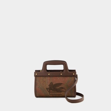 Brown Leather Top Handle Shoulder Bag