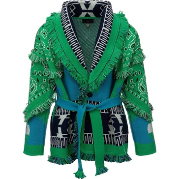 Alanui Bandana-Printed Belted Cardigan