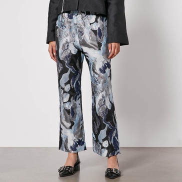 Stine Goya Isra Floral-Jacquard Wide-Leg Trousers - XS