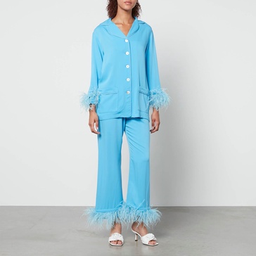 Sleeper Party Feather-Trimmed Crepe de Chine Pyjama Set - XS