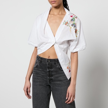 Vivienne Westwood Natalia Floral-Embroidered Cotton-Poplin Shirt - UK 6