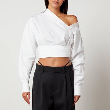 Alexander Wang Cropped Cotton-Poplin Wrap Shirt - US 0/UK 4